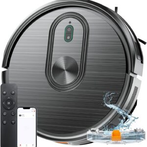 Robot Vacuum and Mop Combo, 2 in 1 Mopping Robotic Vacuum with Schedule, App/Bluetooth/Voice, Max Suction 3200Pa, Self-Charging Robot Vacuum Cleaner, Slim, Ideal for Pet Hair, Hard Floor, Carpet