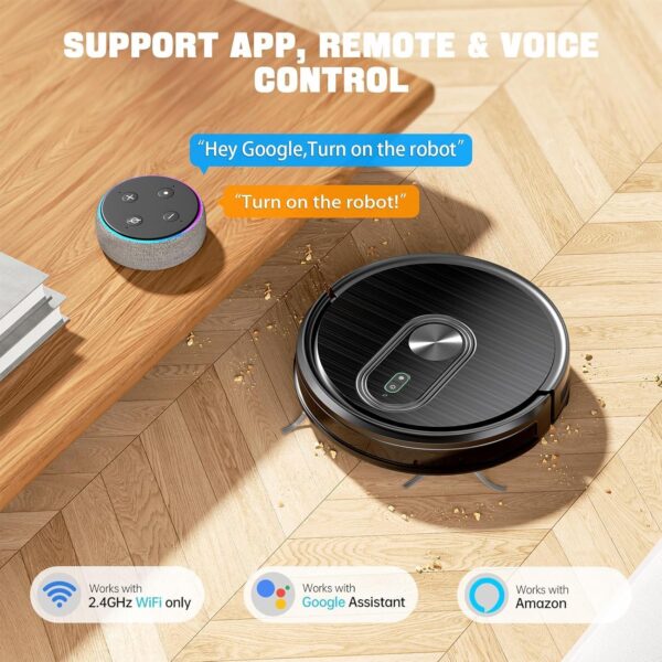 Robot Vacuum and Mop Combo, 2 in 1 Mopping Robotic Vacuum with Schedule, App/Bluetooth/Voice, Max Suction 3200Pa, Self-Charging Robot Vacuum Cleaner, Slim, Ideal for Pet Hair, Hard Floor, Carpet - Image 5