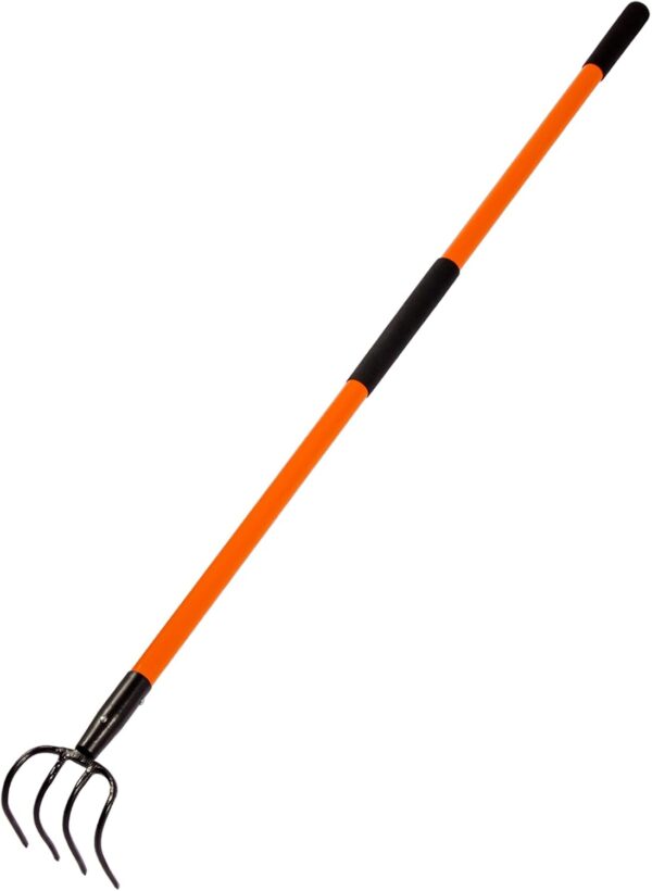 Cultivator for Gardening, 14 Tines Garden Cultivator with Fiberglass Handle, 58 Inches