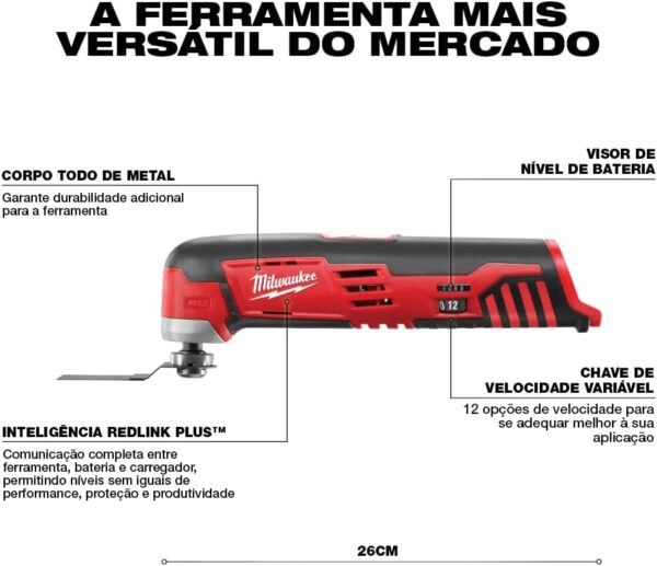 Milwaukee 2426-20 M12 12 Volt Redlithium Ion 20,000 OPM Variable Speed Cordless Multi Tool with Multi-Use Blade, Sanding Pad, and Multi-Grit Papers (Battery Not Included, Power Only) - Image 3