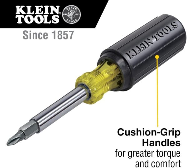 Klein Tools 32500 11-in-1 Screwdriver / Nut Driver Set, 8 Bits (Phillips, Slotted, Torx, Square), 3 Nut Driver Sizes, Cushion Grip Handle - Image 2