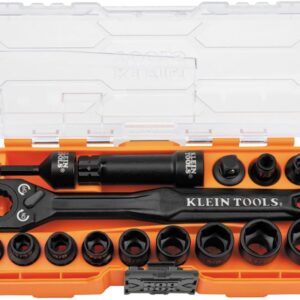 Klein Tools 65400 KNECT 15-Piece Pass Through Socket Set, SAE Impact Socket Set with MODbox Case, Sockets, Bits, Accessories and 3/8-Inch Drive Adapter