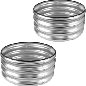 JERIA Raised Garden Bed,Galvanized Raised 2 PCS 2×2×1ft Planter Boxes Outdoor with Easy Assembly, Round Garden Bed for Vegetables, Fruits, Flowers