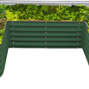 17" Tall U-Shape Raised Garden Bed Metal Raised Planter Bed for Vegetables Flowers Ground Planter Box, Standard Size, British Green