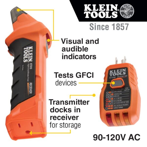 Klein Tools 80016 Circuit Breaker Finder Tool Kit with Accessories, 2-Piece Set, Includes Cat. No. ET310 and Cat. No. 69411 - Image 3