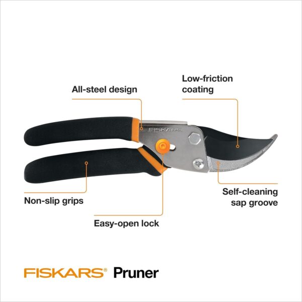 Fiskars Bypass Pruning Shears, 5/8-Inch Cut Capacity Garden Clippers, Gardening Scissors with Sharp, Rust Resistant Steel Blade - Image 4