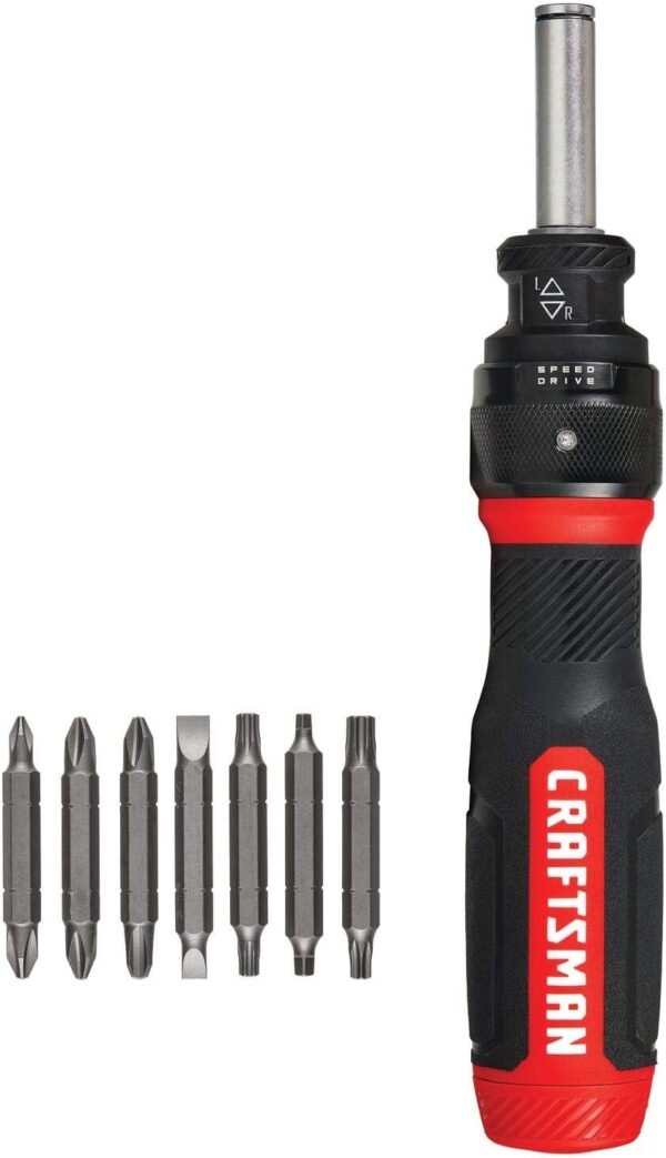 CRAFTSMAN Ratcheting Screwdriver, SpeedDrive, 2” Double Ended Bits Included, Handle Holds Up To 6 Bits (CMHT68129) - Image 2