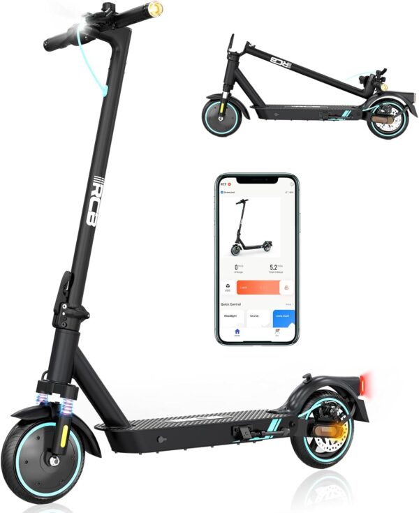 RCB Electric Scooter, Max 25 km/h, 350W-500W Motor, 7.8-11.4AH Battery, 8.5''-10'' Solid Tires, APP Control, Max Load 120 kg, 3 Speed Settings Foldable, Double Brake, Double Shock Absorbers