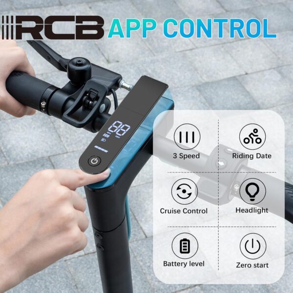 RCB Electric Scooter, Max 25 km/h, 350W-500W Motor, 7.8-11.4AH Battery, 8.5''-10'' Solid Tires, APP Control, Max Load 120 kg, 3 Speed Settings Foldable, Double Brake, Double Shock Absorbers - Image 3