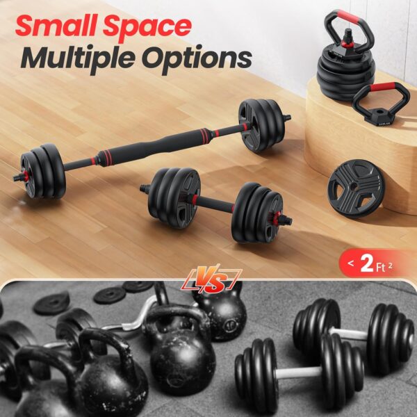 Adjustable dumbbell set,10/20/35/45/55/70/90lbs Free Weights set with upgraded nut, 4 in 1 Weight Set Used as Kettlebells, Barbell, Push up Stand, Fitness Exercise for Home Gym Suitable Men/Women - Image 3