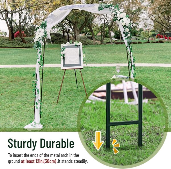 Newsmarts 7.9Ft Metal Garden Arch Army Green Garden Arbor for Climbing Plant Outdoor Wedding Party - Image 3