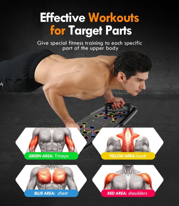 Push Up Board,Home Gym,Portable Exercise Equipment,Pilates Bar & 20 Fitness Accessories with Resistance Bands & Ab Roller Wheel,Full Body Workout at Home. - Image 2