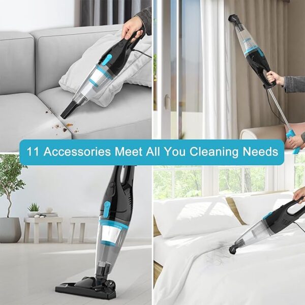 Intercleaner Corded Vacuum Cleaner, 15KPa Powerful Suction with 400W Motor, 12 in 1 Lightweight Bagless Stick Vac with Handheld, Ultra Quiet, for Hardwood Floor Carpet Car Pet Hair - Image 3