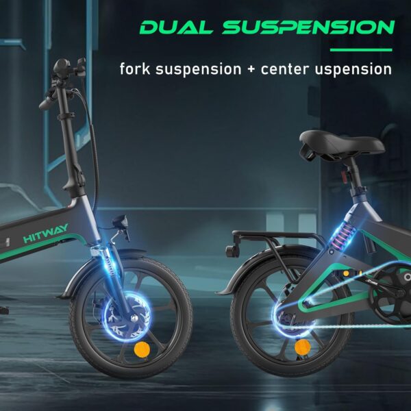 HITWAY 250W BK2 Electric Bike - Foldable 16" Alloy Frame, 25km/h, 7.8Ah Battery E bike, Ideal for Adults & Teens, Electric Bicycle with Smart Display and Disc Brakes - Image 5