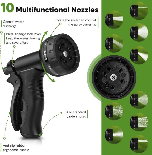 Garden Hose Metal 100FT, Stainless Steel Heavy Duty Water Hose With 10 Function Nozzle, No-Kink, Tough & Flexible, Sturdy and Lightweight, Rust Proof for Yard, Outdoor, RV - Image 2