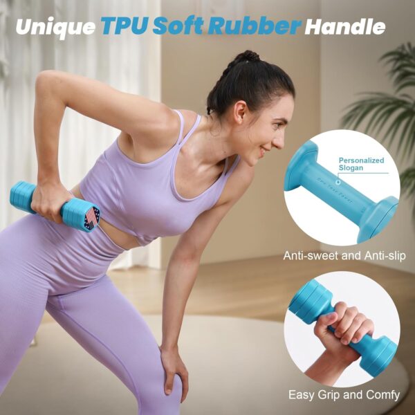 Adjustable Dumbbell Set of 2, 4 in 1 Hand Weights for Women at Home, 5 lb Weights Dumbbells set of 2, Each 2lb 3lb 4lb 5lb with TPU Soft Rubber Handle for Home Gym Exercise Training - Image 2