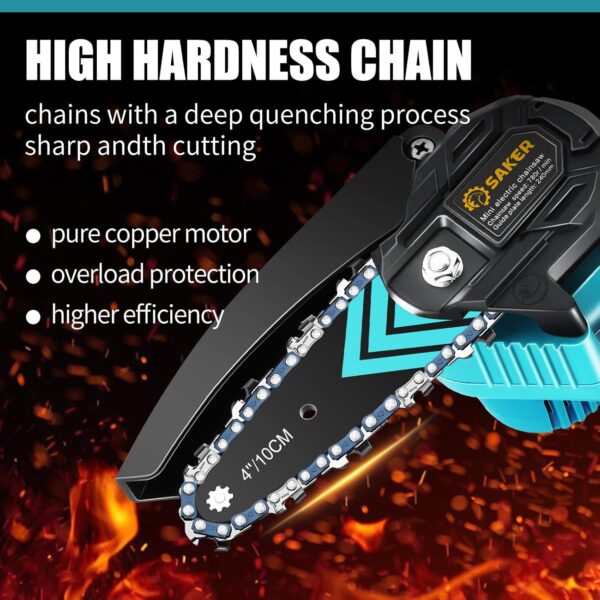 Saker Mini Chainsaw,Portable Electric Chainsaw Cordless,Handheld Chain Saw Pruning Shears Chainsaw for Tree Branches,Courtyard,Household and Garden - Image 5