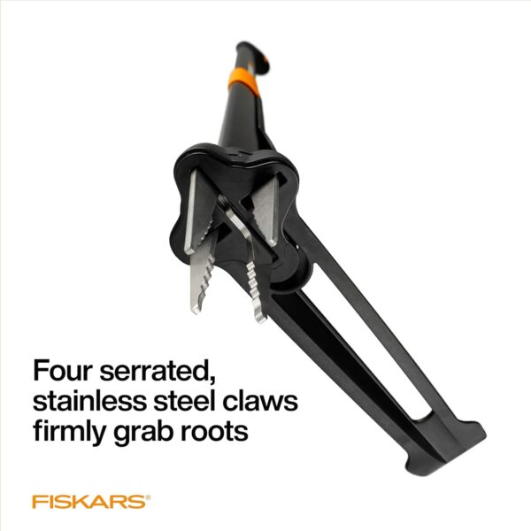 Fiskars 4-Claw Stand Up Weed Puller Tool, Gardening Hand Weeding Tool with 39" Long Ergonomic Handle with Easy-Eject Mechanism - Image 4