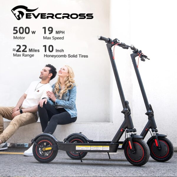 EVERCROSS Electric Scooter, 350W/500W Electric Scooter Adults, 8.5"/10" Tires, Up to 19/22 Miles Range, 19 MPH Lightweight E-Scooter with Dual Shock Absorption - Image 3