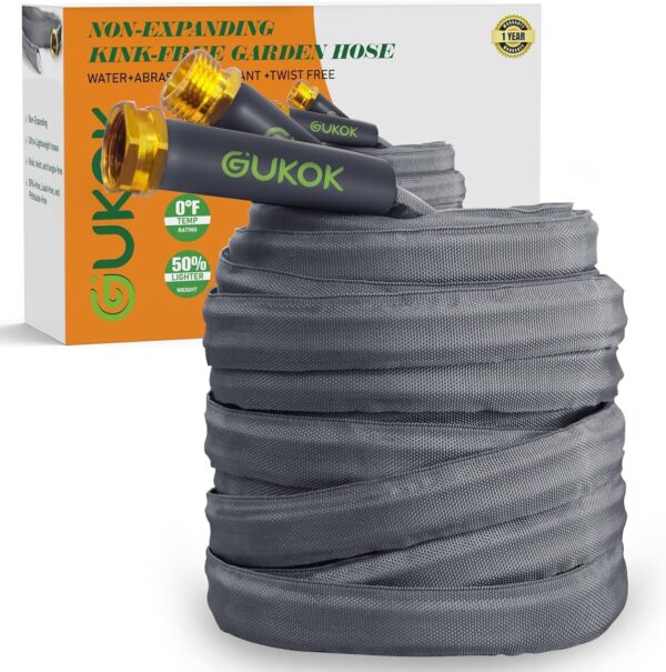 2024 Upgraded Non-Expanding Garden Hose 50ft,Flexible Ultra-Light Water Hose, Burst-Resistant, Lead-Free, Anti-Kink, High-Pressure, Ideal for All-Season Use