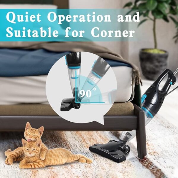 Intercleaner Corded Vacuum Cleaner, 15KPa Powerful Suction with 400W Motor, 12 in 1 Lightweight Bagless Stick Vac with Handheld, Ultra Quiet, for Hardwood Floor Carpet Car Pet Hair - Image 2