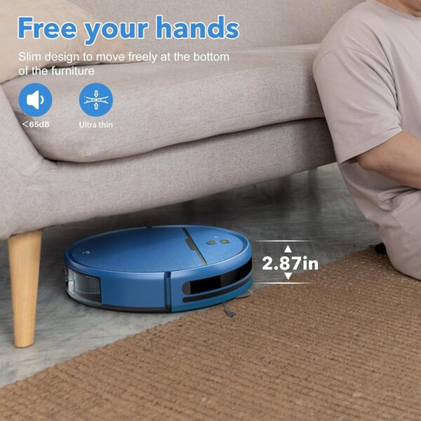 Robot Vacuum and Mop Combo, 2 in 1 Mopping Robot Vacuum Cleaner Compatible with WiFi/App, Robotic Vacuum Up to 2300Pa Suction, Self-Charging, Slim, Ideal for Hard Floor, Pet Hair, Low Pile Carpet - Image 3