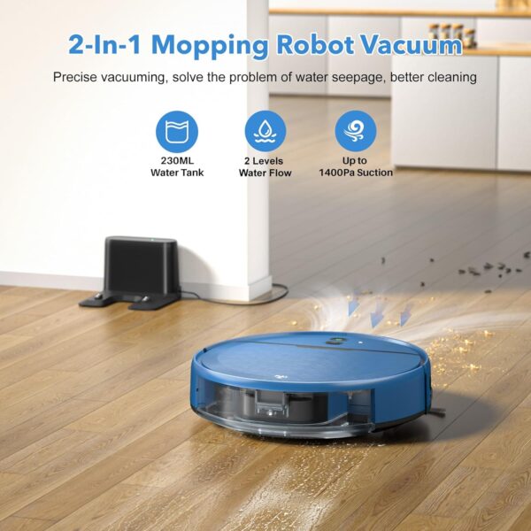 Robot Vacuum and Mop Combo, 2 in 1 Mopping Robot Vacuum Cleaner Compatible with WiFi/App, Robotic Vacuum Up to 2300Pa Suction, Self-Charging, Slim, Ideal for Hard Floor, Pet Hair, Low Pile Carpet - Image 5