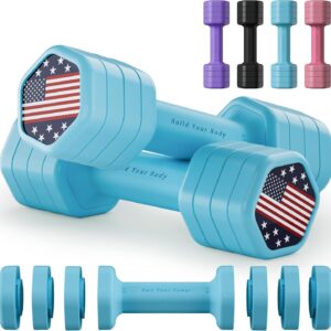 Adjustable Dumbbell Set of 2, 4 in 1 Hand Weights for Women at Home, 5 lb Weights Dumbbells set of 2, Each 2lb 3lb 4lb 5lb with TPU Soft Rubber Handle for Home Gym Exercise Training