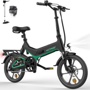 HITWAY 250W BK2 Electric Bike - Foldable 16" Alloy Frame, 25km/h, 7.8Ah Battery E bike, Ideal for Adults & Teens, Electric Bicycle with Smart Display and Disc Brakes