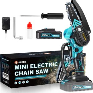 Saker Mini Chainsaw,Portable Electric Chainsaw Cordless,Handheld Chain Saw Pruning Shears Chainsaw for Tree Branches,Courtyard,Household and Garden