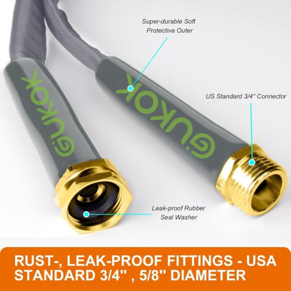 2024 Upgraded Non-Expanding Garden Hose 50ft,Flexible Ultra-Light Water Hose, Burst-Resistant, Lead-Free, Anti-Kink, High-Pressure, Ideal for All-Season Use - Image 4