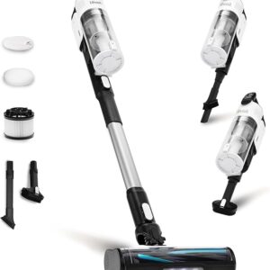 LEVOIT Cordless Vacuum Cleaner, Stick Vac with Tangle-Resistant Design, Up to 50 Minutes, Powerful Suction, Rechargeable, Lightweight, and Versatile for Carpet, Hard Floor, Pet Hair, Black & White