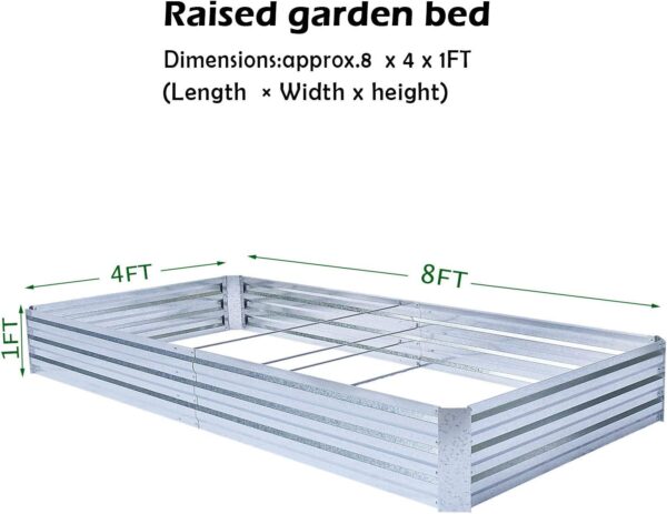 FOYUEE Galvanized Raised Garden Beds for Vegetables Large Metal Planter Box Steel Kit Flower Herb, 8x4x1ft - Image 3