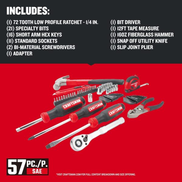 CRAFTSMAN 57 Piece Mechanics Tool Set/Home Tool Set (CMMT99447) - Image 3