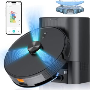 3-in-1 Robot Vacuum and Mop Combo, Self Emptying Station for 60 Days, Robotic Vacuum Cleaner with LiDAR Navigation & Max Strong 5000Pa Suction, 2.4G WiFi/Alexa/App Control, Self-Charging Base