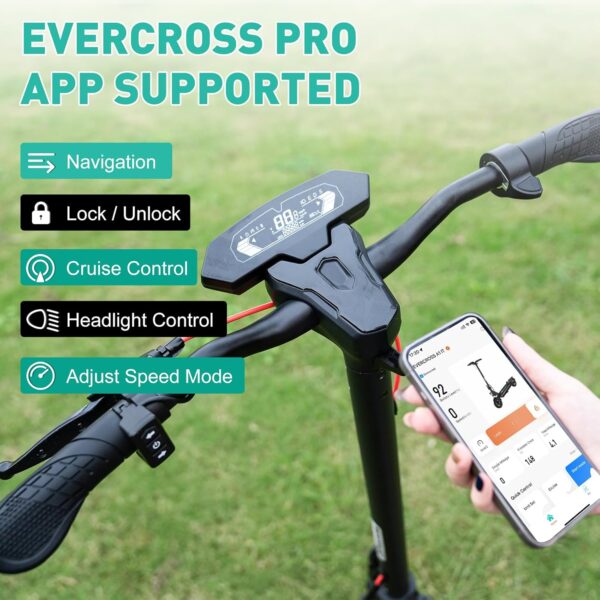 EVERCROSS A1 Electric Scooter for Adults - 800W Portable Commuting Scooter with Double Braking System, Dual Suspension and 10'' Honeycomb Solid Tires, Up to 31 Miles Long Range & 28 Mph - Image 5
