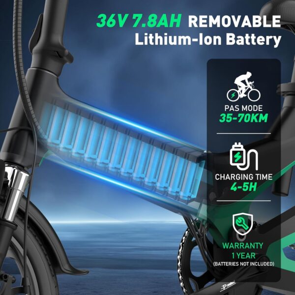 HITWAY 250W BK2 Electric Bike - Foldable 16" Alloy Frame, 25km/h, 7.8Ah Battery E bike, Ideal for Adults & Teens, Electric Bicycle with Smart Display and Disc Brakes - Image 4