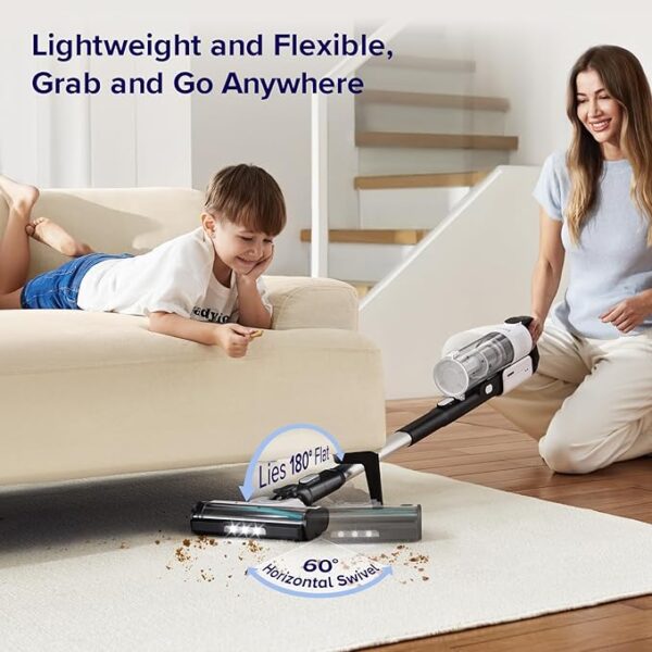 LEVOIT Cordless Vacuum Cleaner, Stick Vac with Tangle-Resistant Design, Up to 50 Minutes, Powerful Suction, Rechargeable, Lightweight, and Versatile for Carpet, Hard Floor, Pet Hair, Black & White - Image 2