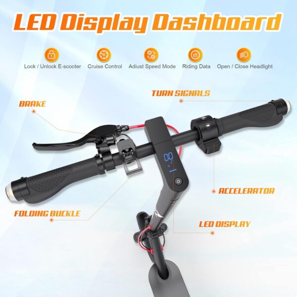 EVERCROSS Electric Scooter, 350W/500W Electric Scooter Adults, 8.5"/10" Tires, Up to 19/22 Miles Range, 19 MPH Lightweight E-Scooter with Dual Shock Absorption - Image 5