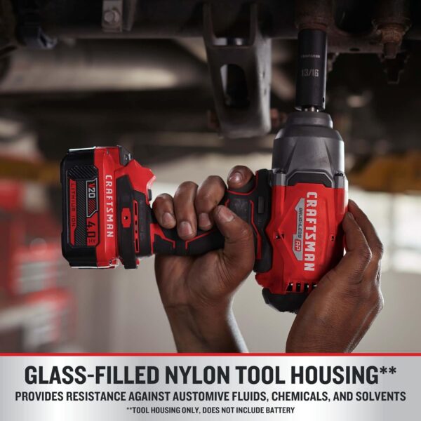 CRAFTSMAN V20 RP Impact Wrench, Cordless, Brushless, High Torque, 1/2 Inch, 4Ah Battery and Charger Included (CMCF940M1) - Image 2