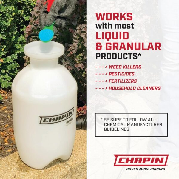 Chapin 20002 Made in USA 2 -Gallon Lawn and Garden Pump Pressured Sprayer, for Spraying Plants, Garden Watering, Lawns, Weeds and Pests, Translucent White - Image 4