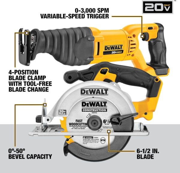 DEWALT 20V MAX Power Tool Combo Kit, 10-Tool Cordless Power Tool Set with 2 Batteries and Charger (DCK1020D2) - Image 4