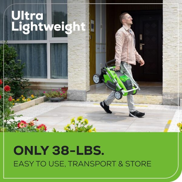 Greenworks 40V 16" Cordless (Push) Lawn Mower (75+ Compatible Tools), 4.0Ah Battery and Charger Included - Image 3