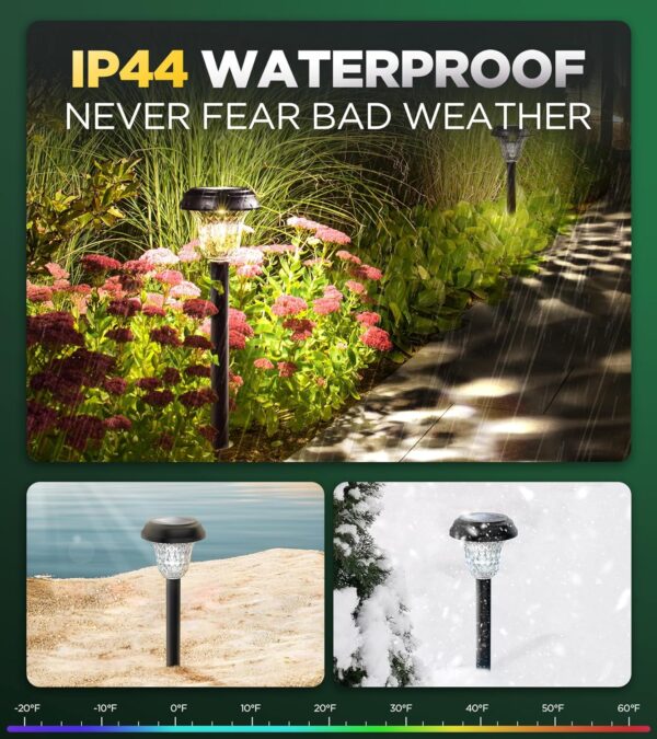 10 Pack Ultra Bright Solar Lights Outdoor Waterproof, from Dusk to Dawn Up to 12H Solar Lights for Outside, Auto On/Off Solar Powered Garden Pathway Lights, Landscape Lighting (Cold White, 10Pack) - Image 2