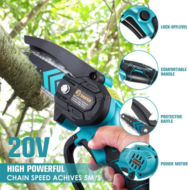 Saker Mini Chainsaw,Portable Electric Chainsaw Cordless,Handheld Chain Saw Pruning Shears Chainsaw for Tree Branches,Courtyard,Household and Garden - Image 3