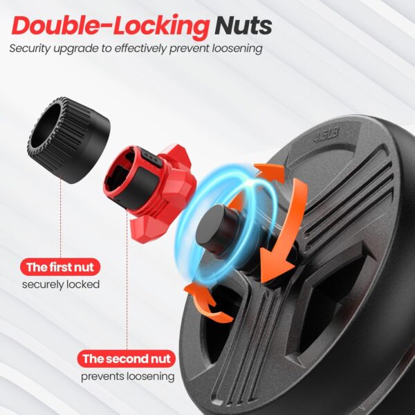 Adjustable dumbbell set,10/20/35/45/55/70/90lbs Free Weights set with upgraded nut, 4 in 1 Weight Set Used as Kettlebells, Barbell, Push up Stand, Fitness Exercise for Home Gym Suitable Men/Women - Image 4