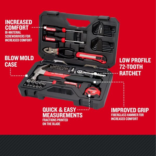 CRAFTSMAN 57 Piece Mechanics Tool Set/Home Tool Set (CMMT99447) - Image 4