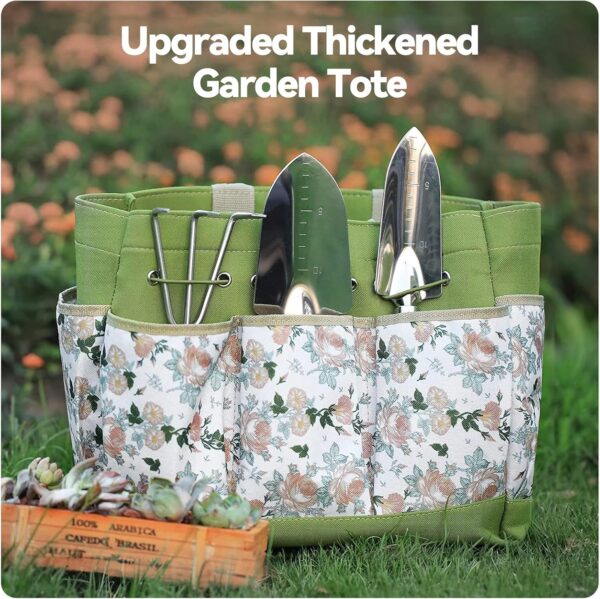 Gardening Tools 9-Piece Heavy Duty Gardening Hand Tools with Fashion and Durable Garden Tools Organizer Handbag,Rust-Proof Garden Tool Set, Ideal Gardening Gifts for Women - Image 3