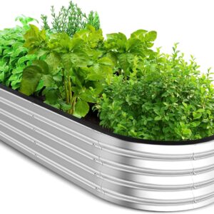 Utopia Home Galvanized Raised Garden Bed Kit 4x2x1ft, Planter Box Raised Garden Beds Outdoor, Easy Assembly Metal Raised Bed for Gardening Vegetables, Fruits, Flowers - Pack of 01 - Silver