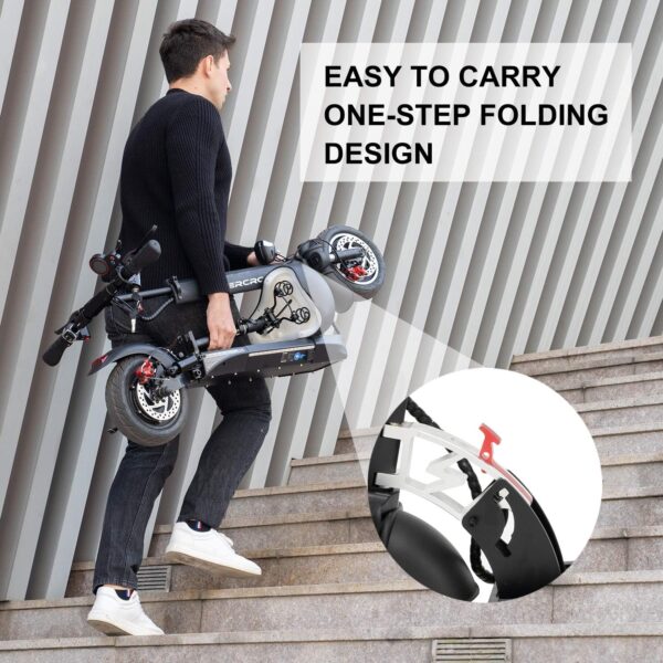 VERCROSS H7 Commuter Foldable Electric Scooter with seat, Equipped with 800W Motor, Maximum Speed of 45 km/h, 60 km Range, Equipped with 10-inch Solid Off-Road Tires - Image 6